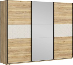 Kledingkast Luorlo 103, Kasjmier, Eiken, 211x270x61cm, 200.2 kg, Kledingkast deuren: Schuivend