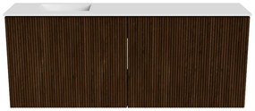 Mondiaz Joya 100cm toiletmeubel walnut met wastafel faye links 1 kraangat talc