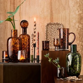 Set van 2 kaarshouders in amberkleurig glas, Fauvita