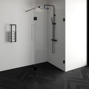 BRAUER Create Inloopdouche - 110x200cm - profielloos - 30cm - draaibare zijwand - antikalk - 8mm veiligheidsglas - antraciet mat 4JC3-110/30A