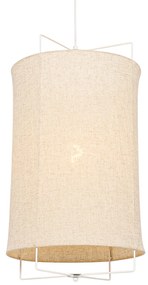 Stoffen Design hanglamp wit met beige kap - Rich Design E27 cilinder / rond Binnenverlichting Lamp