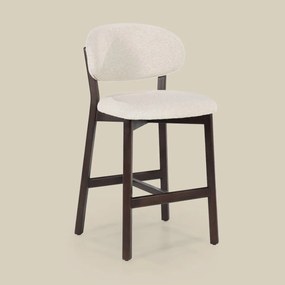 Luxe Barstoel Walnoot En Beige Stof