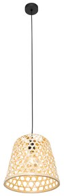 Oosterse hanglamp zwart met bamboe - Rayan