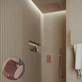 Saniclear Cube Stripes inbouw regendouche met inbouw douchekop 30x30cm geborsteld koper