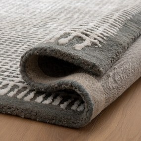 Handgetuft vloerkleed, Lyocell® en wol, Net