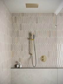 Saniclear Cube Pro inbouw regendouche rond met inbouw douchekop 30x30cm, glijstang en staafhanddouche geborsteld messing - mat goud