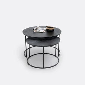Set van 2 lage mimi tafels in staalmetaal, Jalia