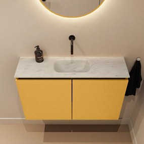 Mondiaz Ture DLux toiletmeubel 80cm ocher met wastafel opalo midden zonder kraangat