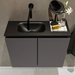 Mondiaz Ture 60cm toiletmeubel dark grey met wastafel urban links geen kraangat
