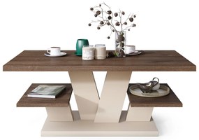 Mazzoni VIVA MAT Bruin eik/beige - MODERNE KOFFIE TAFEL MET SCHAPPEN