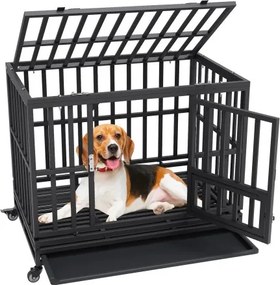 VEVOR Hondenkooi 95×65×81cm Hondenkooi van roestvrij gegalvaniseerd stalen buis met elektrostatische verf Hondenkooi met 3 deuren en uitneembare lekbak Hondentransportbox Transportkooi