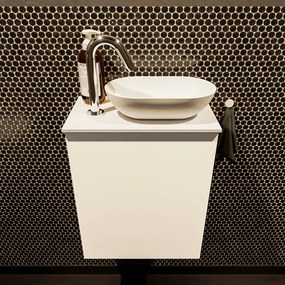 Mondiaz Fowy toiletmeubel 40cm talc met witte waskom rechts en kraangat