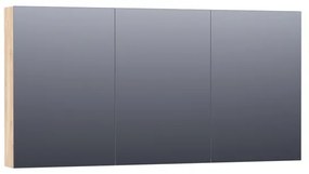 Saniclass Dual Spiegelkast - 140x70x15cm - verlichting - geintegreerd - 3 links- rechtsdraaiende spiegeldeur - MFC - sahara 7191