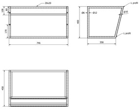 Sapho Industrial badmeubel met zwart frame 75cm 1 kraangat