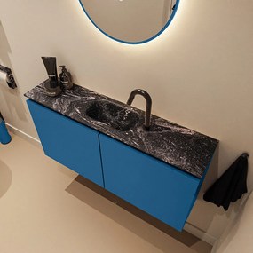 Mondiaz Ture DLux toiletmeubel 100cm jeans met wastafel lava midden met kraangat