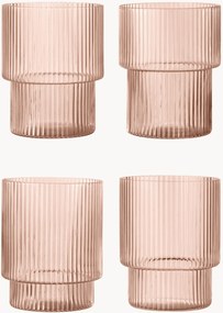 Mondgeblazen tumbler Ripple met reliëfpatroon, 200 ml, 4-delig