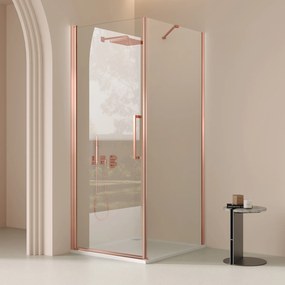 Saniclear Clearline douchecabine 100x90cm met 100cm deur geborsteld koper