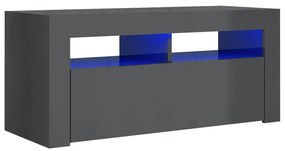 vidaXL Tv-meubel met LED-verlichting 90x35x40 cm hoogglans grijs