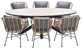 Garden Impressions Lucas tuinset 7-delig bruin - Tulli tuintafel 220x115 cm