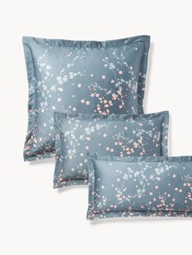 Katoenensatijnen kussenhoes Sakura met bloemenprint