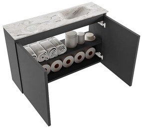 Mondiaz Ture DLux toiletmeubel 80cm dark grey met wastafel glace rechts met kraangat