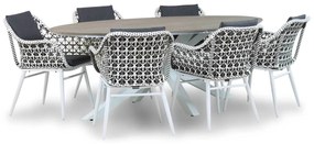 Tuinset 6 personen 220 cm Wicker/Aluminium/Aluminium/polywood/Aluminium/wicker Zwart Lifestyle Garden Furniture Dolphin/Panama