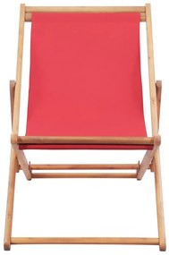 vidaXL Strandstoel inklapbaar stof en houten frame rood