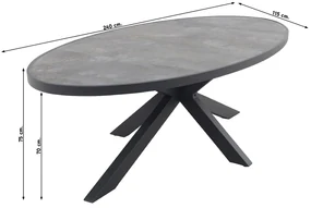 Jasmine Black/Silva 240x115 cm. ovale tuinset - 7-delig