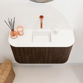 Mondiaz Joya 75cm toiletmeubel ronding links/rechts walnut met wastafel faye midden zonder kraangat talc
