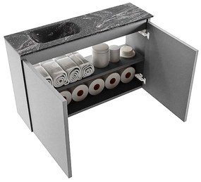 Mondiaz Ture DLux toiletmeubel 80cm plata met wastafel lava links zonder kraangat