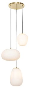 Design hanglamp goud 3-lichts met opaal glas - Hero Design E27 rond Binnenverlichting Lamp