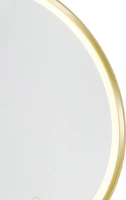 Badkamerspiegel goud 50 cm incl. LED 3-staps dimbaar met touch rond - Miral