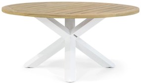 Dining Tuintafel rond 160 cm Teak Wit Wellington