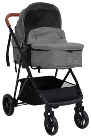 vidaXL Kinderwagen 3-in-1 staal lichtgrijs en zwart