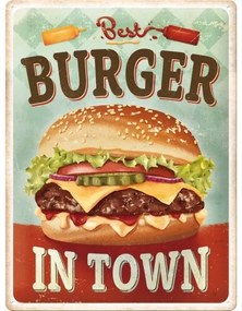 Metalen bord Best Burger in Town, (30 x 40 cm)