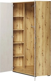 Hoekkledingkast Orlveno 119, Grijs, 195x95x95cm, Kledingkast deuren: Met scharnieren, Aantal planken: 8, Aantal planken: 8