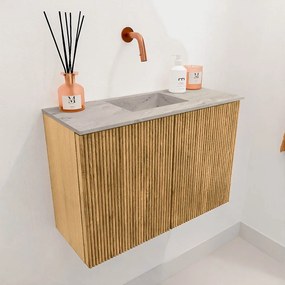 Mondiaz Joya DLux 60cm toiletmeubel oak met wastafel faye midden zonder kraangat glace