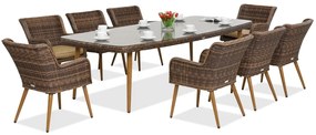 Exclusieve dining tuinset met grote tafel Córdoba voor 8 personen Garden Point bruin