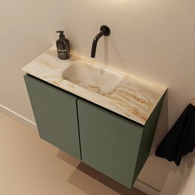 Mondiaz Ture DLux toiletmeubel 60cm army met wastafel frappe midden zonder kraangat