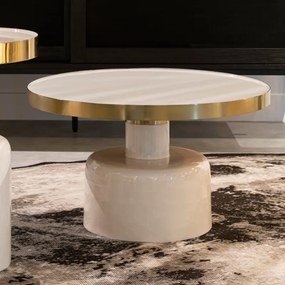 Zuiver Glam Salontafel Emaille Wit Met Goud - 60 X 60cm.