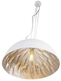Moderne hanglamp wit met zilver 50cm - Magna