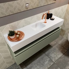 Mondiaz Andor toiletmeubel 120cm army met witte wastafel midden met kraangat