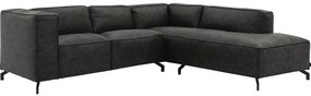 Goossens Bank Calvin grijs, micro leer, 2-zits, modern design met ligelement rechts