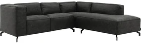 Goossens Bank Calvin grijs, micro leer, 2-zits, modern design met ligelement rechts