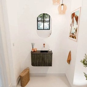 Mondiaz Joya DLux 60cm toiletmeubel ronding links shadow met wastafel faye rechts zonder kraangat lava