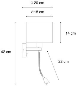 Wandlamp brons met velours kap krokodil dessin 18cm - Brescia Klassiek / Antiek, Modern E27 rond vierkant Binnenverlichting Lamp