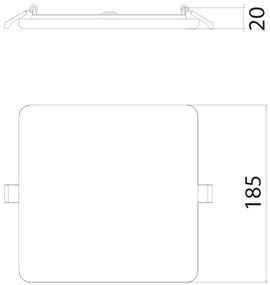 Prolumia 40004306 Prolumia LED Pro-Space 40004306 Pro-Space,inbouw,vierkant185mm,22W,1910Lm,4200K,Ra>80,120,dim(triac)