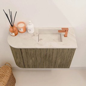 Mondiaz Joya DLux 60cm toiletmeubel ronding links dusk met wastafel faye rechts 1 kraangat frappe