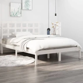 vidaXL Bedframe massief hout wit 140x190 cm