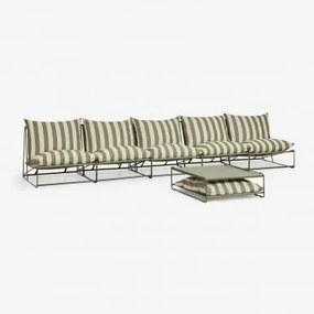5-delige Modulaire Loungeset Met Ombouwbare Bijzettafel Amaro Tapiocabeige - Diep Olijfgroen - Sklum